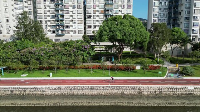 the landscape of Shing Mun River promenade Sept 1 2024