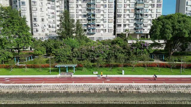 the landscape of Shing Mun River promenade Sept 1 2024