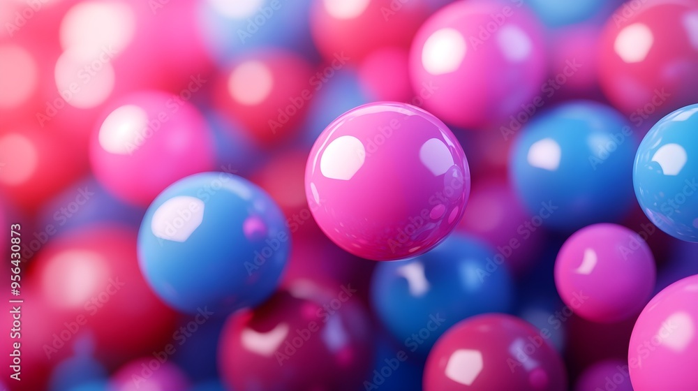 Wall mural Abstract Pink and Blue Spheres Background