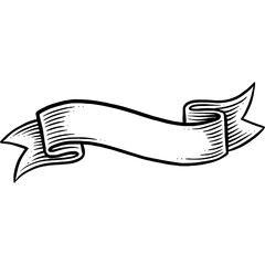Hand drawn Vintage Ribbon Banner Title Banner Sketch Illustration Engraving Woodcut Vector Line Art
