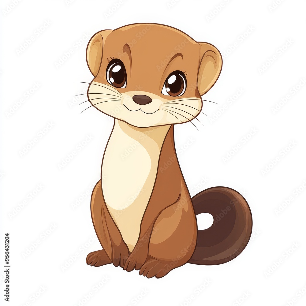 Wall mural vector graphic of a cute weasel