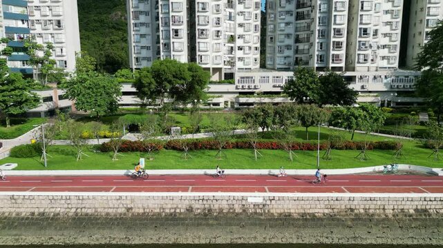 the landscape of Shing Mun River promenade Sept 1 2024