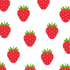 Pattern with strawberries on a white background. Design of children's goods, wrapping paper, children's wallpaper. Vector illustration.