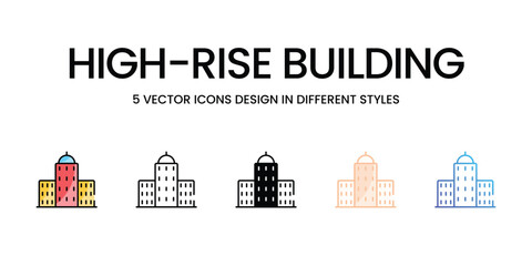 High-Rise Building icons set ready to use vector icon stock illustration