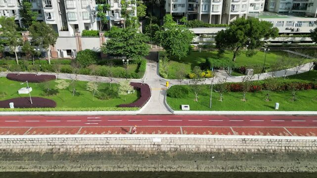 the landscape of Shing Mun River promenade Sept 1 2024