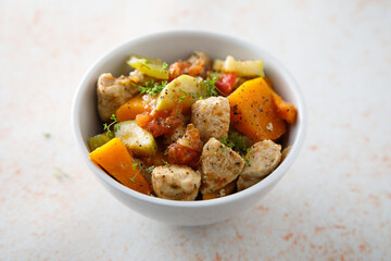 Traditional homemade turkey ragout with vegetables