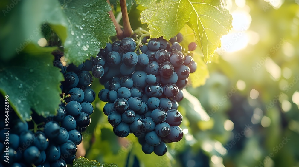 Aufkleber fresh grape harvest for wine rustic style : Generative AI