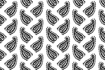 Ikat leaves vintage design embroidary seamless pattern on background vector illustration.Ikat ethnic oriental embroidery traditional.Indian Ikat pattern Aztec style retro. design for texture,fabric.