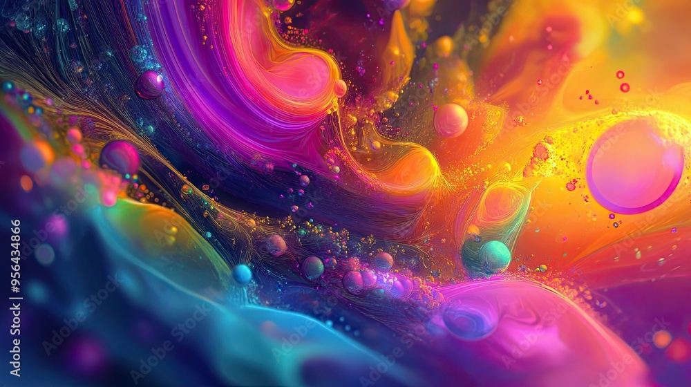 Poster abstract colorful background with vibrant hues and swirling patterns.