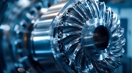 Metal machine tools industry CNC turning milling factory processes steel turbine part process : Generative AI