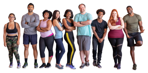 Happy healthy png people cut out, wearing sportswear, transparent background
