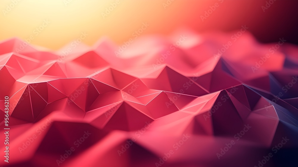 Sticker abstract red & pink polygonal background texture