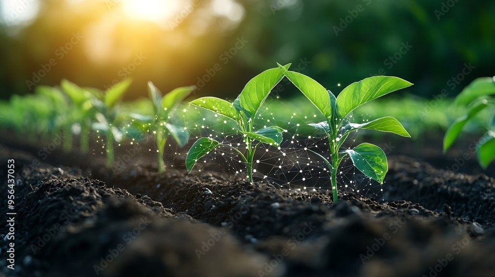 Aufkleber agricultural growth concept it has both the benefits of soil and plants including the use of artific