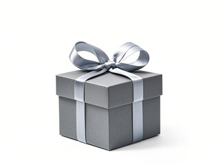 Fototapeta premium Grey gift box isolated on white background