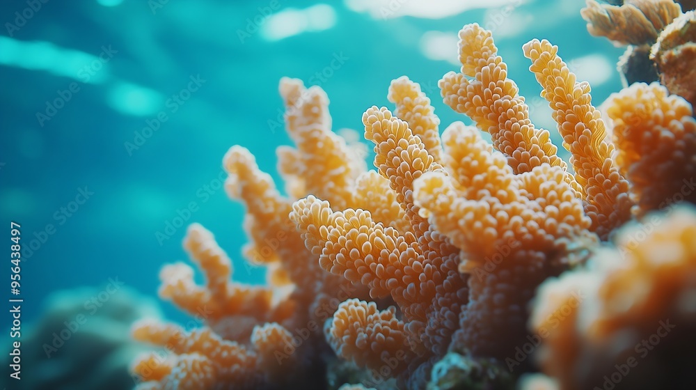 Poster coral texture underwater background reef abstract sea : Generative AI