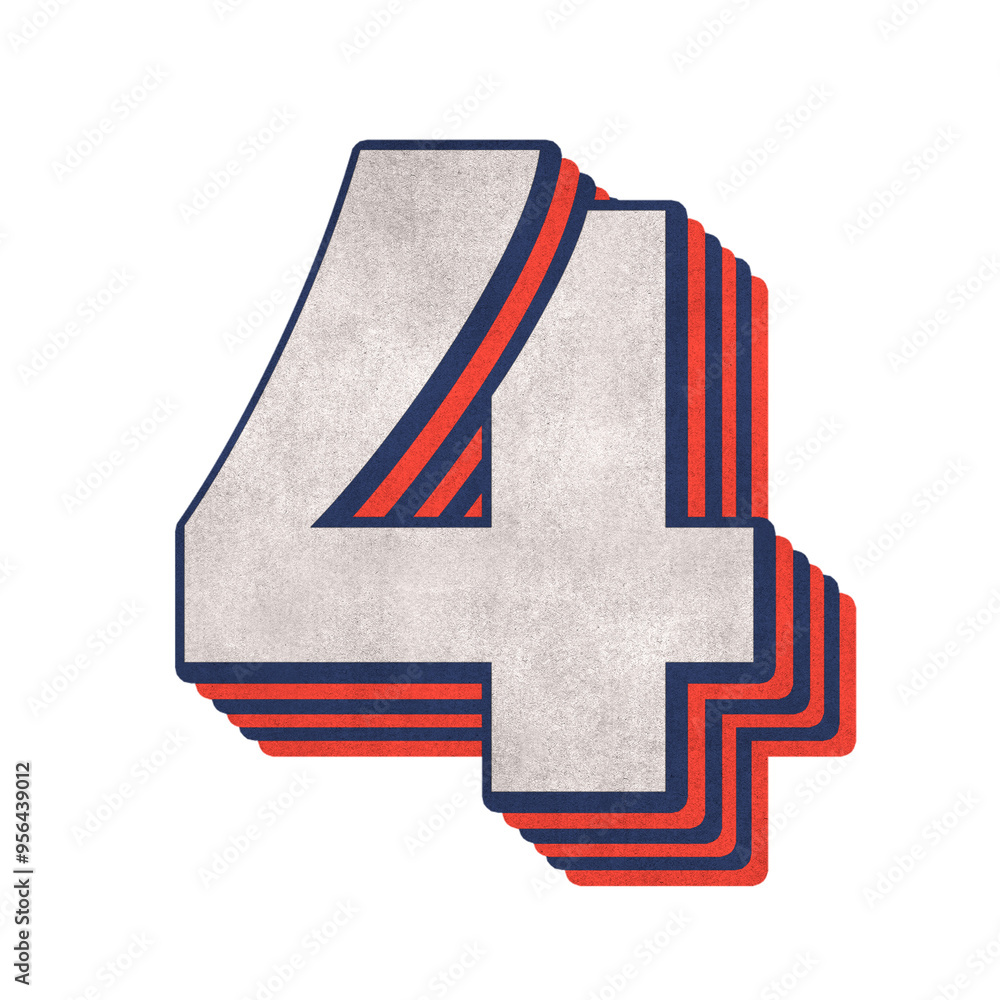 Poster number four layered text effect png font
