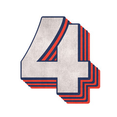 Number four layered text effect png font