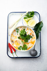 Traditional chicken soup with coconut milk