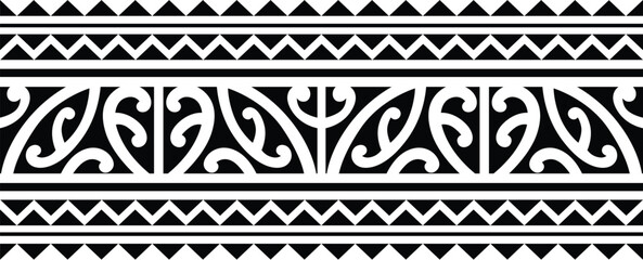 Polynesian tattoo tribal band design. Samoan tattoo tribal ornament border.
 Decorative seamless pattern.