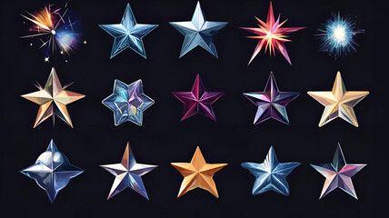 Fototapeta premium Abstract Expressions: A Dynamic Collection of Flames, Textures, and Celestial Graphic Elements