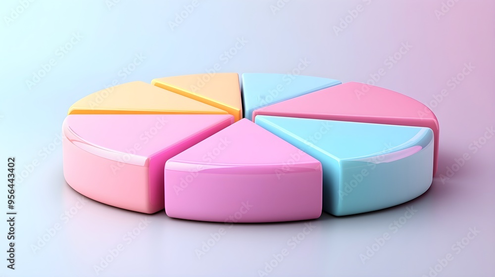 Poster pastel 3d pie chart - colorful data visualization