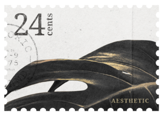 Postage stamp png, monstera leaf sticker, aesthetic collage element, transparent background