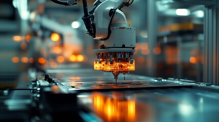 MLP Smart industry robot arms for digital factory production technology showing automation manufacturing process of the Industry 40 or 4th industrial revolution and IOT software to con : Generative AI