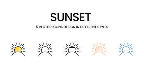 Sunset  icons set ready to use vector icon stock illustration