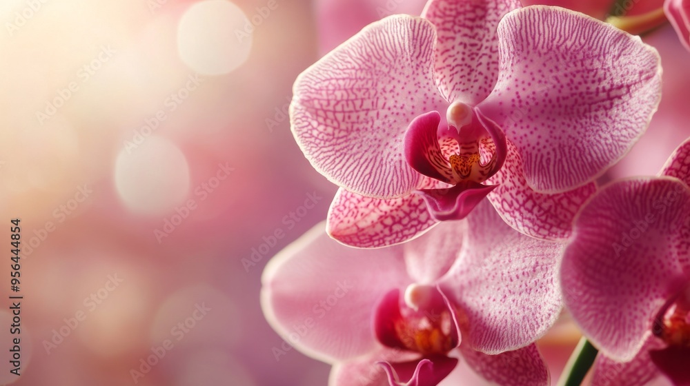 Poster Macro image of an orchid, emphasizing its unique patterns and velvety petals
