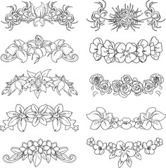 Hand drawn floral ornament collection for frame or border line