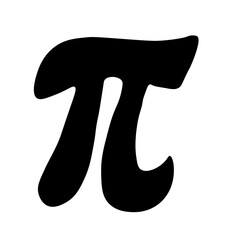 Pi Day Icon Silhouette. Isolated Vector Black Silhouette in Flat Style.