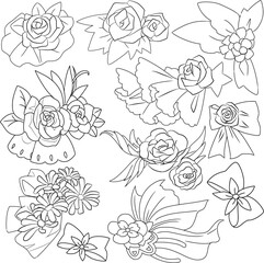 Ribbon bows vectors formed into accessories with flowers