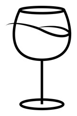 Wine glass png sticker, line art, transparent background