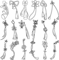 set of japanase and chinese tassel