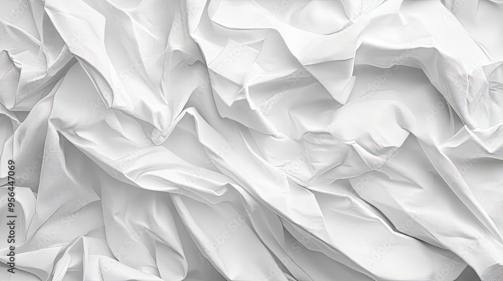 Poster a soft, white fabric creates a beautiful abstract pattern with its gentle folds and curves.