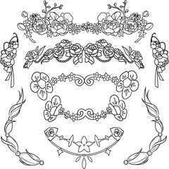 set of flower frame design