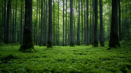 Obraz premium green woods panorama natural landscape : Generative AI