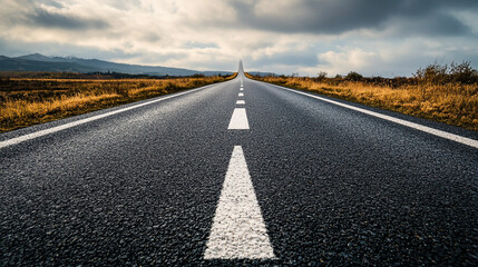 forging ahead asphalt road with bold white arrow pointing forward symbolizing progress motivation, bike path, bicycle lane, by the walking path