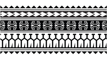 Polynesian tattoo tribal band design. Samoan tattoo tribal ornament border.
 Decorative seamless pattern.