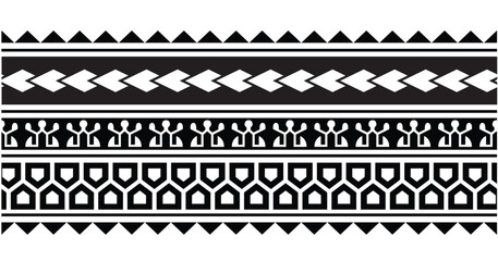 Polynesian tattoo tribal band design. Samoan tattoo tribal ornament border.
 Decorative seamless pattern.