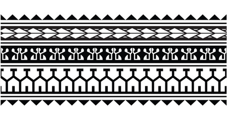 Polynesian tattoo tribal band design. Samoan tattoo tribal ornament border.
 Decorative seamless pattern.