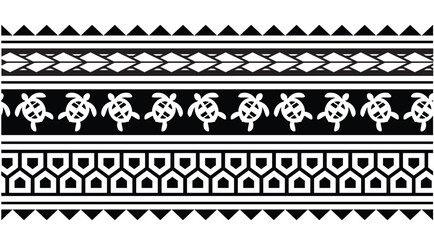 Polynesian tattoo tribal band design. Samoan tattoo tribal ornament border.
 Decorative seamless pattern.