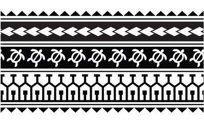 Polynesian tattoo tribal band design. Samoan tattoo tribal ornament border.
 Decorative seamless pattern.