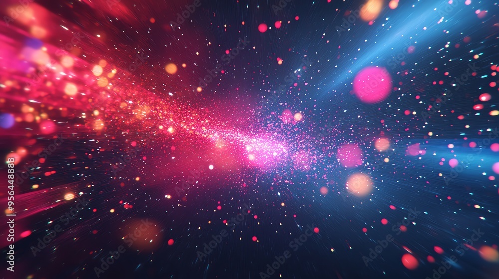 Poster abstract colorful glowing background with bokeh lights.