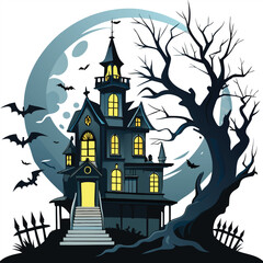 Spooky Night Halloween House Illustrations