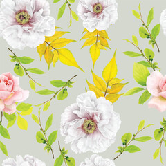 hand drawn floral ornament seamless pattern 