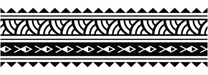 Polynesian tattoo tribal band design. Samoan tattoo tribal ornament border.
 Decorative seamless pattern.