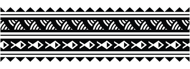 Polynesian tattoo tribal band design. Samoan tattoo tribal ornament border.
 Decorative seamless pattern.