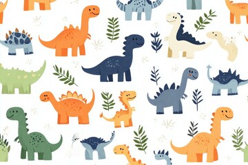 Obraz premium cute dinosaur set on a white background 
