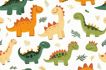 cute dinosaur set on a white background 